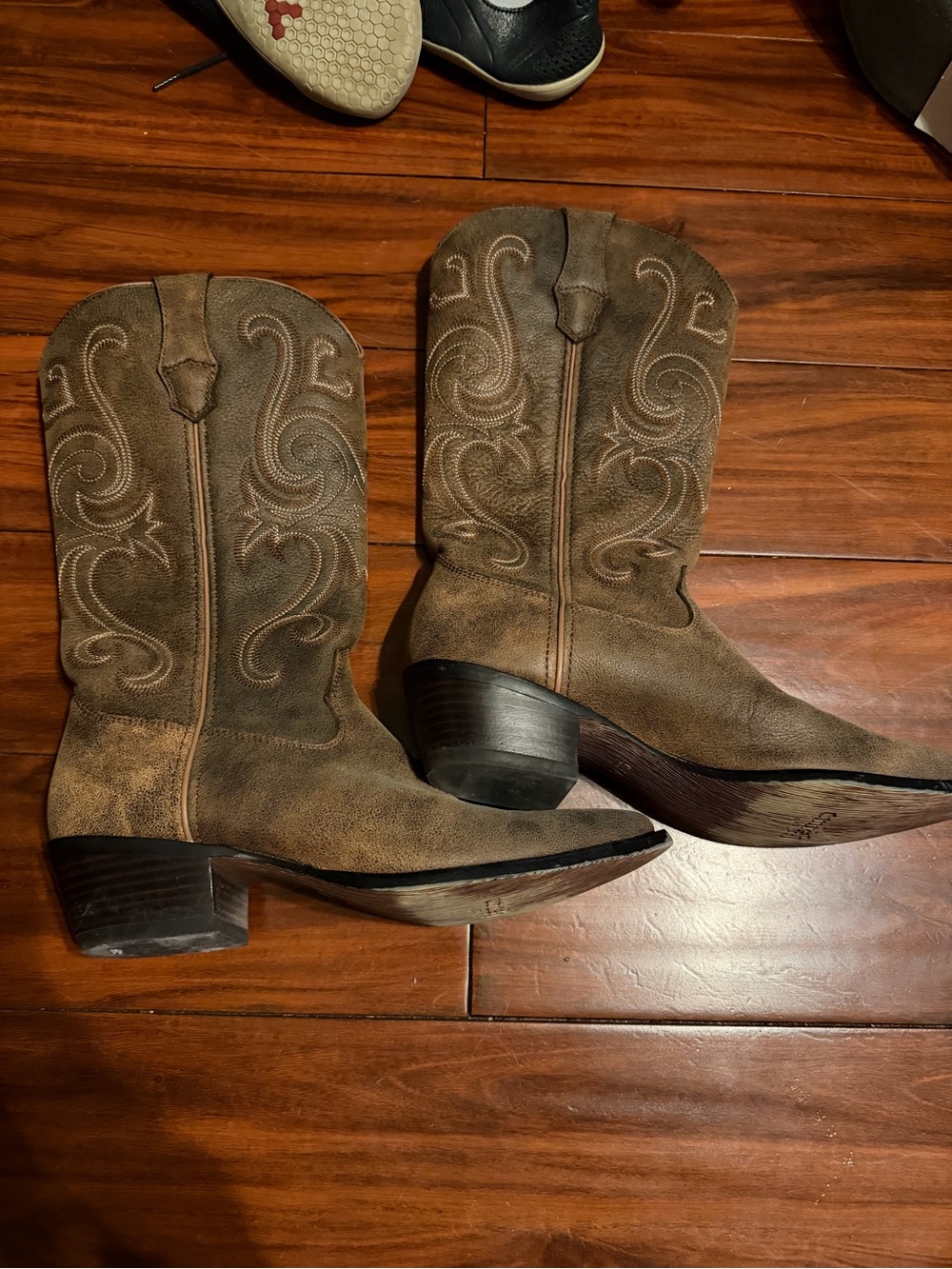 Durango Brown Suede Cowboy Boots with Embroidered Shaft